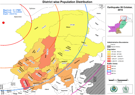UNDP NMDA map earthquake Pakistan and Afghanistan
